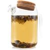 Horae - Teiera in vetro trasparente 1L con filtro in acciaio inox - Vetro borosilicato resistente al calore - Tappo in sughero - Una teiera ideale per preparare fiori e piante
