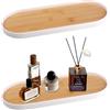 Rongxze 2 Pezzi Vassoio da Portata in Legno, 30 x 12 cm Vassoio Portaoggetti Ovale Extra Large, Vassoio Decorativo per Candele, Caffe, Dessert, Cosmetici, Rossetti, Profumi (Bianco)