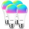 LVWIT Lampadina LED Smart Wifi Con Attacco E27,12W Equivalenti a 100W, 1521Lm,Compatibile con Alexa,Echo and Google Assistant,Intelligente Dimmerabile,Controllo a Distanza da App,Pacco da 4 Pezzi