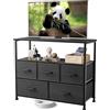 SURFOU Armadio comò per camera da letto, TV, 5 comò per soggiorno, cabinet, corridoio con cassetti, in tessuto, colore nero