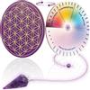 Vibratis Pendolo divinatorio in ametista + fiore della vita in legno per ricaricare le pietre e i pendoli e scala di bovis - 11,5 cm | 100% Made in France