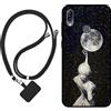 Sunrive Cover compatibile con Asus Zenfone Max (M2) ZB633KL,Custodia Case in molle matte Morbida Flessibile Antigraffio protettiva back Case(Ombra della schiena,Luna,Stelle)+1 x Cordino Universale