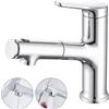 LakeBayMZC Rubinetto Bagno Lavabo Con Doccetta Estraibile a 3 Modalità, Miscelatore Lavabo Estraibile, Rubinetti Monocomando Bagno con Doccetta, Aeratore Rimovibile, Senza Piombo,Cromato