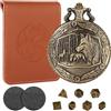 LKKCHER DESIGN Mini Set di Dadi DND Con Custodia in Bronzo Steampunk Lupo da Tasca - Regali Con Borsa, 7 Dadi in Metallo Poliedrico, Set per Principianti, Accessori per Giochi