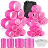 VEVOQIM Set di 49 bigodini grandi per ricci, 4 dimensioni, senza calore, grandi e piccoli, autoadesivi, 63 mm, 44 mm, 35 mm, 25 mm, con mollette per capelli lunghi e medi