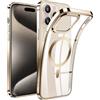 AFENGBOX Cover Magnetica per iPhone 15 Pro Max,Compatibile con MagSafe,Custodia Protettiva Antiurto in Silicone iPhone 15 Pro Max Case,Trasparente Oro