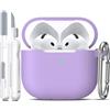 R-fun Custodia per Airpods 4, custodia morbida in silicone con portachiavi, copertura protettiva completa compatibile con Airpods 4th di Apple, Banana viola