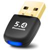 LUIRSAY Chiavetta Bluetooth per PC, Adattatore Bluetooth 5.4 USB Low Latency, Plug & Play, Ricevitore Bluetooth con Windows 11/10/8.1/7 per PC Fisso/Laptop