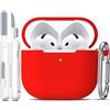 R-fun Custodia per Airpods 4, custodia morbida in silicone con portachiavi, copertura protettiva completa compatibile con Airpods 4th di Apple, Rosso