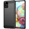 owlhold Cover per Samsung Galaxy A71, Custodia Spazzolata e Fibra di Carbonio Morbido Silicone TPU Slim Fit Case, Antiurto, Antigraffio, Antiscivolo, Protezione Grado Militare, Nero