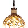 SANBDDLYY Illuminazione a soffitto a sospensione in corno, piccole lampade in corno di cervo for il bagno della cabina dell'isola della cucina (base lampadina E27,1 luce, marrone)