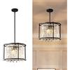 JIEZM Lampadario per sala da pranzo a 3 luci 66 cm quadrato industriale fattoria elier metallo dorato lampada a sospensione in cristallo per cucina isola sala da pranzo soggiorno soffitto piano e inclinato