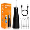 FlossJet Idropulsore Dentale Portatile Irrigatore Orale Professionale 4 Modalità e Capacità 300ML Elettrico Water Flosser Pulizia Denti Tartaro Ricaricabile Impermeabile IPX7 per Viaggi a Casa Nero