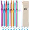 OWill Set 24 pezzi Di Uncinetti, con custodia, in Alluminio, 14 Pezzi Ergonomici con 10 pennarelli,2-10mm Extra Lunghe Knit Needles per principianti adulti