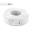 EDISION ICX-50 Cavo coassiale 50 m, cavo antenna 130 dB per interni in PVC bianco, conduttore interno CCS, cavo satellitare, adatto per DVB-S2, DVB-T/T2, DVB-C, impianti BK, CCTV, anello 50 m