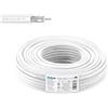 EDISION ICX-25 Cavo coassiale 25 m, cavo antenna 130 dB per interni in PVC bianco, conduttore interno CCS, cavo satellitare, adatto per DVB-S2, DVB-T/T2, DVB-C, impianti BK, CCTV, anello 25 m