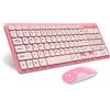 Plyisty Combinazione di Tastiera e Mouse Wireless, Elegante Set di Tastiera per Mouse Wireless, Tastiera Ergonomica, Tastiera da Gioco Combinata per Mouse per PC(rosa)