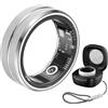 JXYQZD Smart Ring, nuovo anello fitness tracker 2024 con custodia di ricarica, impermeabile IP68, frequenza cardiaca, ossigeno nel sangue, rilevatore del sonno, per donne e uomini(Silver,18.2 mm)