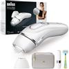 Braun Silk-expert Pro 3 Epilatore LUCE PULSATA, Alternativa al laser, Ideale per Zone Sensibili, Viso, Bikini e Ascelle, MicroHair Remover, 2 Testine, 1 Rasoio, Idea Regalo, PL3139 Bianco/Argento