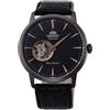 Orient Classic Open Heart - Orologio Uomo Automatico a Carica Manuale Elegante Cinturino In Pelle Nero Cassa In Acciaio Quadrante Nero - TAG02001B0 AG02001B