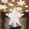 Bakaji Puntale a Forma di Stella Luminoso con Gioco Luci Fiocchi di Neve a Riflesso su Soffitto Altezza 26cm Decorazione Punta Albero di Natale Decorazioni Natalizie con Glitter (Argento)