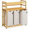 ADEL DREAM Cesto portabiancheria 150L 3 scomparti 2 ripiani Sacco portabiancheria allungabile e rimovibile grigio chiaro (Kuche-06)