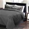 WOLTU Copriletto Trapuntato Matrimoniale Trapunta Autunnale Reversibile in Morbida Microfibra Grigio Scuro 240x260 cm