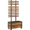 Outsunny Fioriera con Traliccio per Rampicanti e Rotelle, in Legno di Abete, 65x31x147 cm, Marrone