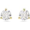 Swarovski Orecchini a lobo Solitaire, Taglio Round, Bianchi, Placcato color oro