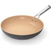 Ninja Extended Life CW90028DE - Padella antiaderente in ceramica (senza PFA, PFOA, piombo o cadmio), adatta per induzione, manico in acciaio inox, adatta per forno fino a 285°C, terracotta e grigio,