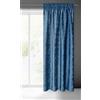Eurofirany Adria - Tenda in velluto con fettuccia arricciata, effetto velluto, 1 pezzo, motivo geometrico, moderna, classica, per soggiorno, camera da letto, balcone, 140 x 270 cm, blu e grigio