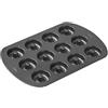 Wilton Piastra CIAMBELLINE Antiaderente 12 CAVITA' Teglia da Forno per Mini Donuts, Acciaio, Nero