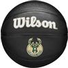 Wilson Mini Pallone da Basket NBA Team Tribute, Dotato di Canali di Precisione e Presa dinamica, Con Stabilità Dell'Aria Migliorata, Approvato NBA, Squadra: Milwaukee Bucks, Colore: Nero, Taglia: 3