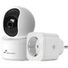 NIVIAN - Telecamera Dome WiFi 360º 2K | Visione Notturna 10m | Audio Bidirezionale | Rilevamento Umano e Tracciamento | Compatibile Alexa e Google Home | Tuya App, Fotocamera + Spina, Plastica