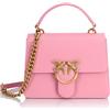 Pinko Love One Top Handle Mini Light Vitello Seta, Borsa Donna, P31Q_Rosa Marino-Antique Gold, Taglia Unica