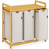 ADEL DREAM AdelDream Cesto Portabiancheria Cesto per Bucato 150L Organizzatore Lavanderia con 3 Scomparti in Bambù Selezionatore di Bucato Grigio Chiaro