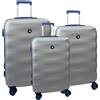 Tris di Trolley grande medio piccolo Valigia Guscio Rigido In ABS 8 Ruote BLUE