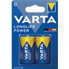 Varta batteria longlife power mezza torcia c alcalina blister 2 pezzi