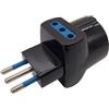 ECOVA Adattatore triplo attacco piccolo nero schuko 10 ampere ecova
