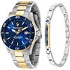 Maserati Orologio Uomo, Tempo, Data, Analogico, Cinturino in Acciaio, Collezione Competizione Special Pack con Bracciale - R8873600007