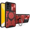 SEAHAI Cover per Motorola Moto G22 / Moto E32 / Moto E32S, [Militare Anti-Caduta] Silicone Ultra Sottile Stile Fresco Custodia, con Metallo Magnetico Supporto e Protezione Fotocamera - Rosso