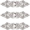 WANDIC Chiusura a Mantello, 3 Clip argentate da 3,5 cm, con Strass, Mantello Vintage, da Cucire, Ganci e Occhielli, Fermagli, per Vestiti, Maglioni, Sciarpe