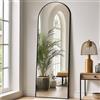 LunaMirror Arco Specchio da terra parete lungo 44x147 CM grande intero specchio da parete con cornice in Nero Alluminio, da appoggiare o da appendere, per soggiorno, camera da letto, corridoio