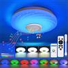 HTBAKOI Plafoniera LED Soffitto Dimmerabile Lampada con Telecomando 36W Lampadario RGB Bluetooth Musica Cassa Smart Camera da Letto+LED USB Cameretta Bambini Cucina Luce Ragazzi Ragazza con AltoparlanteØ28CM