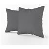 LARA MORADA Coppia 2 Fodere Cuscini arredo Tinta Unita Art Color in Cotone 100% Made in Italy con Chiusura a Zip 40x40 Grigio Topo