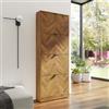 DEGHI Scarpiera salvaspazio 60x153h cm in legno rovere chiaro effetto parquet con 4 ante a ribalta - Mufasa