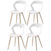 GrandCA HOME Set di 4 sedie da sala da pranzo, sedie da cucina con schienale cavo, gambe in metallo e ferro (bianco, 4)