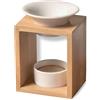 ZEN ARÔME Bruciatore Profumo Arina - Bruciatore fondente cera profumata - Diffusore olio essenziale e profumo d'atmosfera - Portacandele aromaterapia porta candela in legno e ceramica decorativa - Altezza: 12