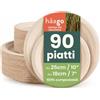 HAAGO 90 Piatti Compostabili Resistenti 25cm + 18cm - Piatti di Carta Biodegradabili Robusti in Bagassa di Canna da Zucchero, Antigrasso & Anti-Perdita, per Cibi Caldi/Freddi, Feste, Buffet & Catering