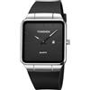 TONSHEN Uomo e Donna Orologi da Polso Unisex Acciaio Inossidabile Quadrato Quadrante Calendario Cassa e Gomma Cinturino Analogico Quarzo Orologio (Argento)